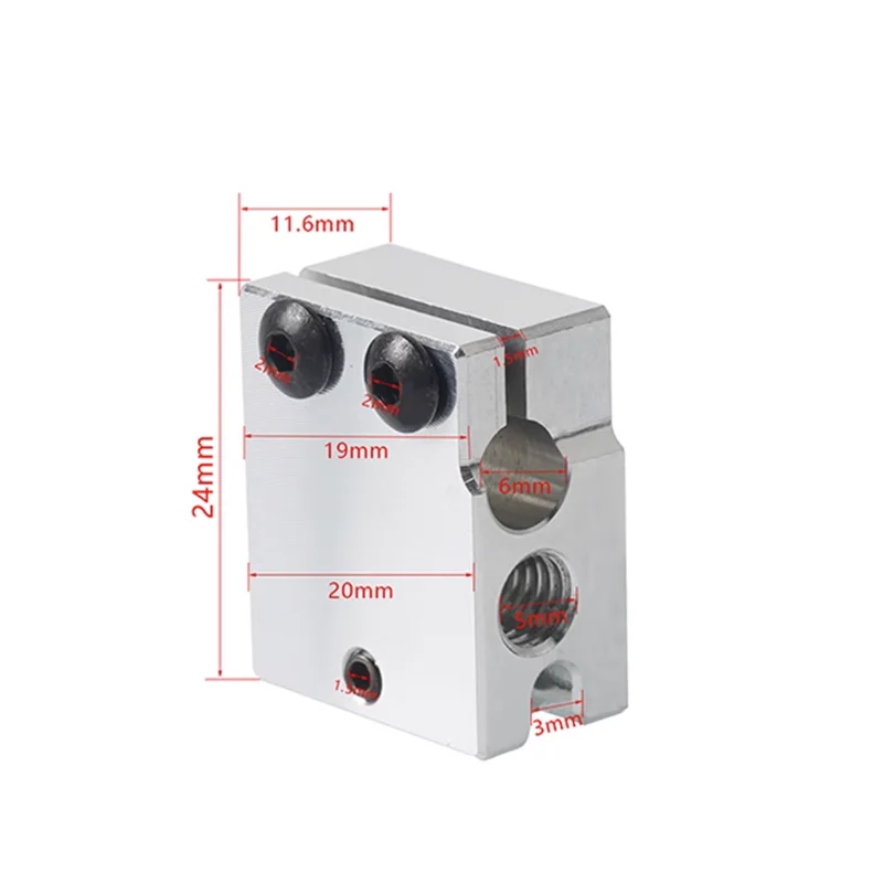 Description Picture 3 of itemHigh Quality V6 Volcano Aluminum or Plated Copper Brass Heat Block for PT100 HT-100K Hotend 3D Printer Extruder Heated Block