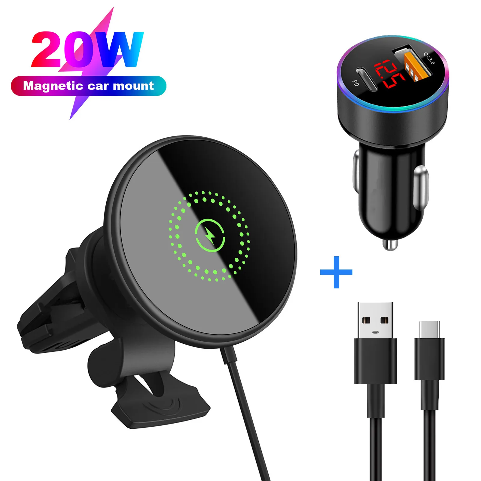 Description Picture 2 of item20W Magnetic Wireless Car Charger for iPhone 14 13 12 Pro Max Mini Auto Alignment Air Vent Phone Fast Charging Mount Holder