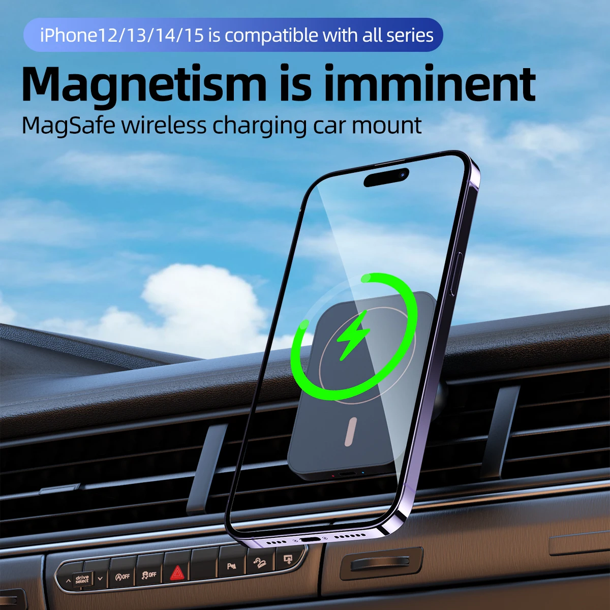 Description Picture 2 of item30W Car Phone Holder Wireless Charger Car Mount Magnetic Car Chargers Wireless For iPhone 11 12 13 14 Pro Max XS Iconic Brand Samsung