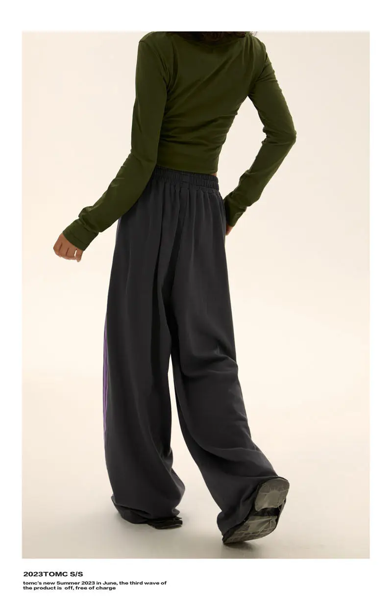 Description Picture 3 of itemHOUZHOU Vintage Striped Sports Pants for Women Oversized Wide Leg Sweatpants Harajuku Hip Hop Baggy Streetwear Korean Fashion
