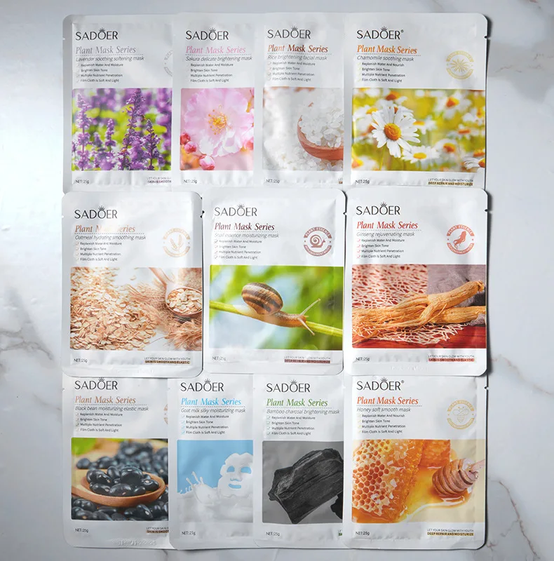 Description Picture 3 of item10 Pcs Hyaluronic Acid Mask Natural Fruit Plant Sheet Mask Aloe Pomegranate Hydrating Anti-Aging Shrink Pores Brighten Skin Care
