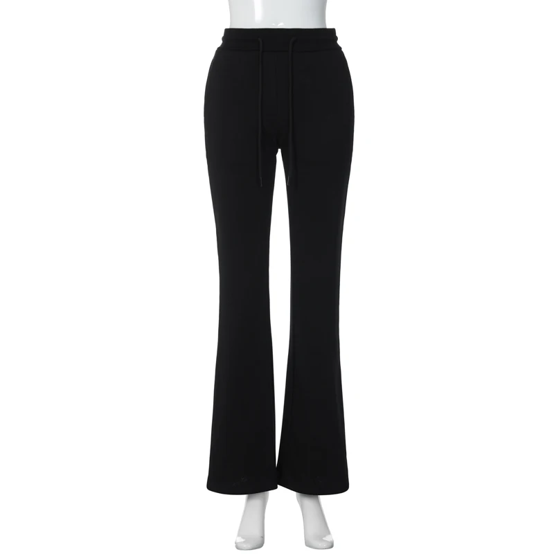 Description Picture 6 of itemLygens Solid Elastic Drawstring Long Bell-Bottomed Flares Pants 2023 Y2K Wholesale Casual Streetwear Daily Women Clothing