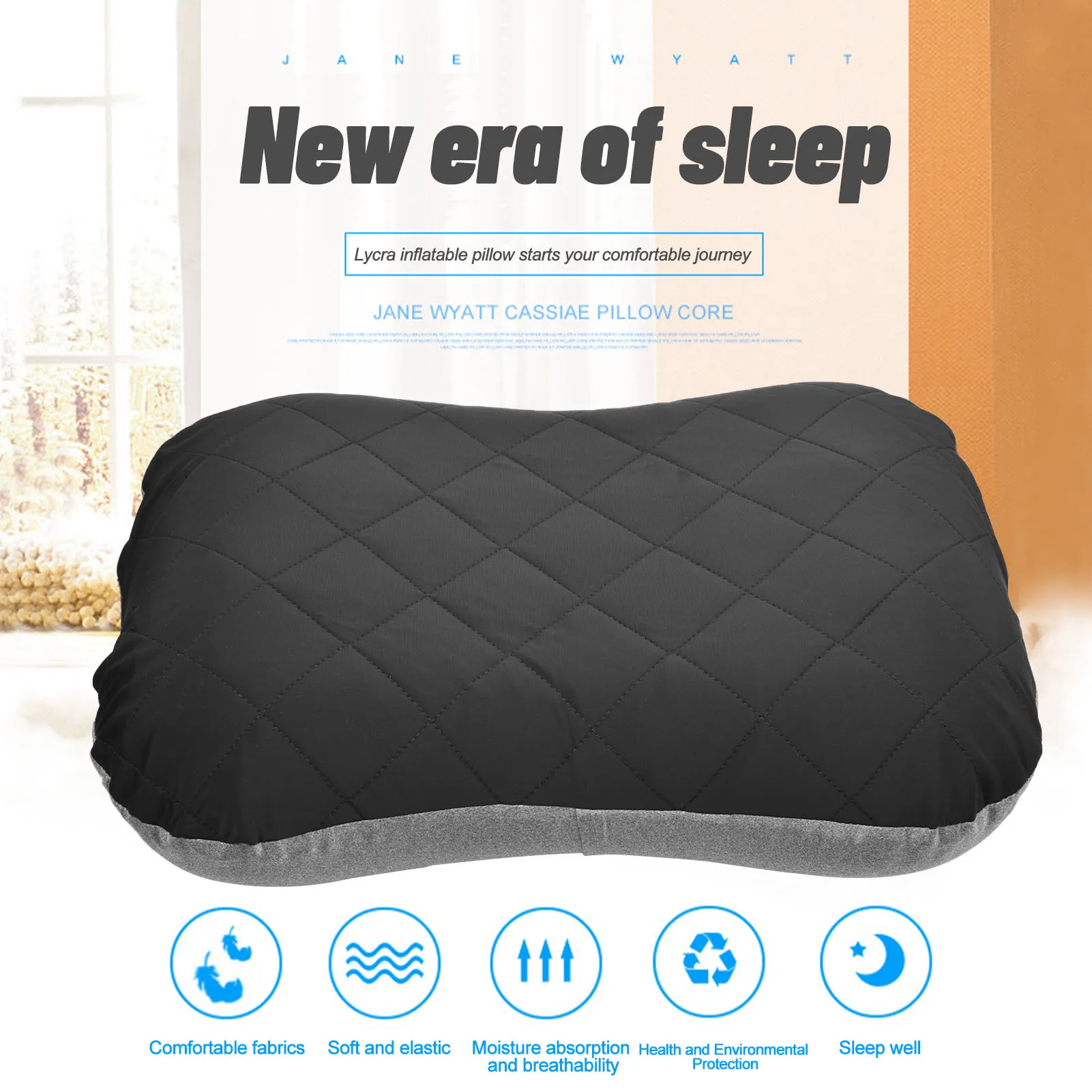 Description Picture 4 of itemCamping Pillow Ultralight Inflatable Cushion Travel Pillow For Neck Lumbar Support Square Inflatable Pillows For Backpacke Hike
