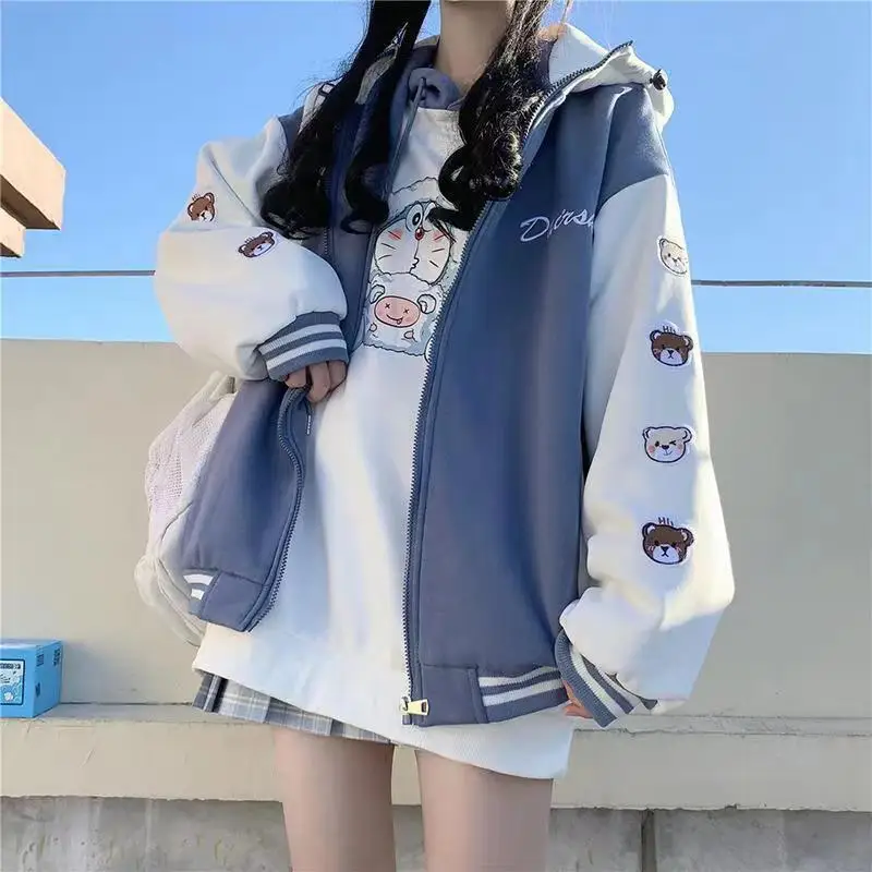 Description Picture 4 of itemCOZOK/ Spring Women Y2k Hooded Pink Baseball Jacket Harajuku Casual Loose Korean Oversize Ladies Coat Streetwear Tops Women