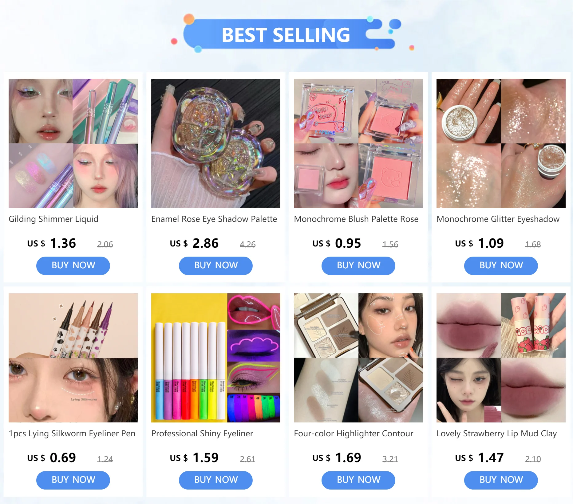 Description Picture 2 of itemSilver White High Gloss Face Brightening Makeup Diamond Highlighter Palette Mashed Potato Texture Shimmer Iluminador Highlight