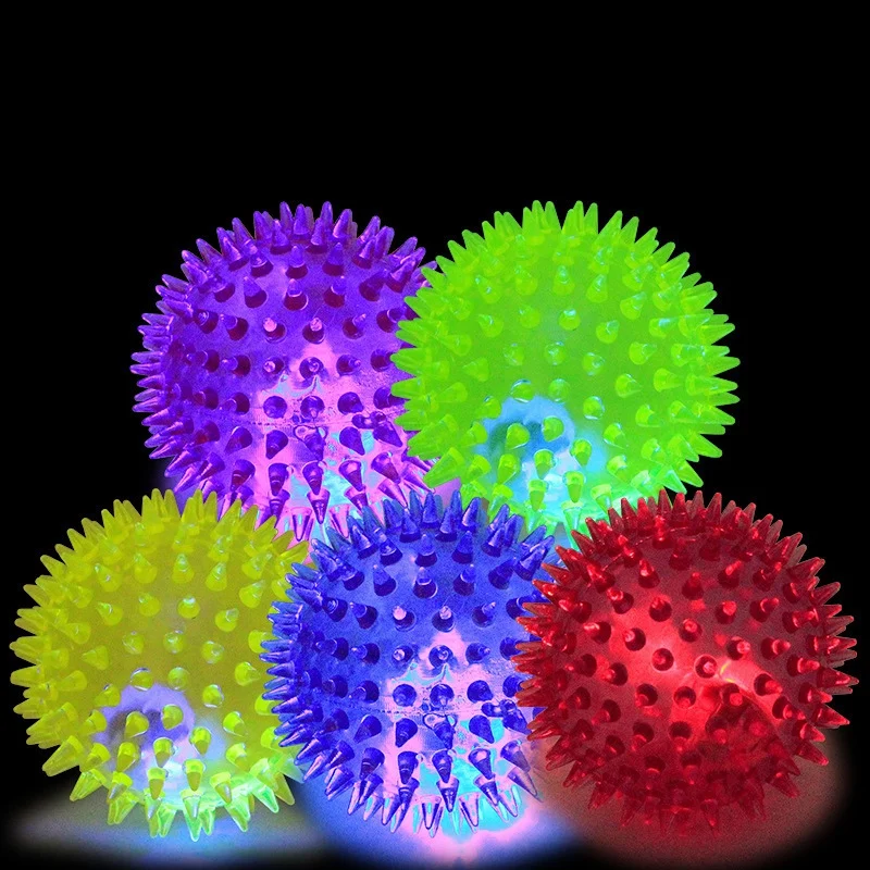 Dog Squeaky Toys Flash Ball Jumping Ball Spike Ball Luminous Massage Ball Pet Toys Colorful Soft Pet Puppy мяч для собак