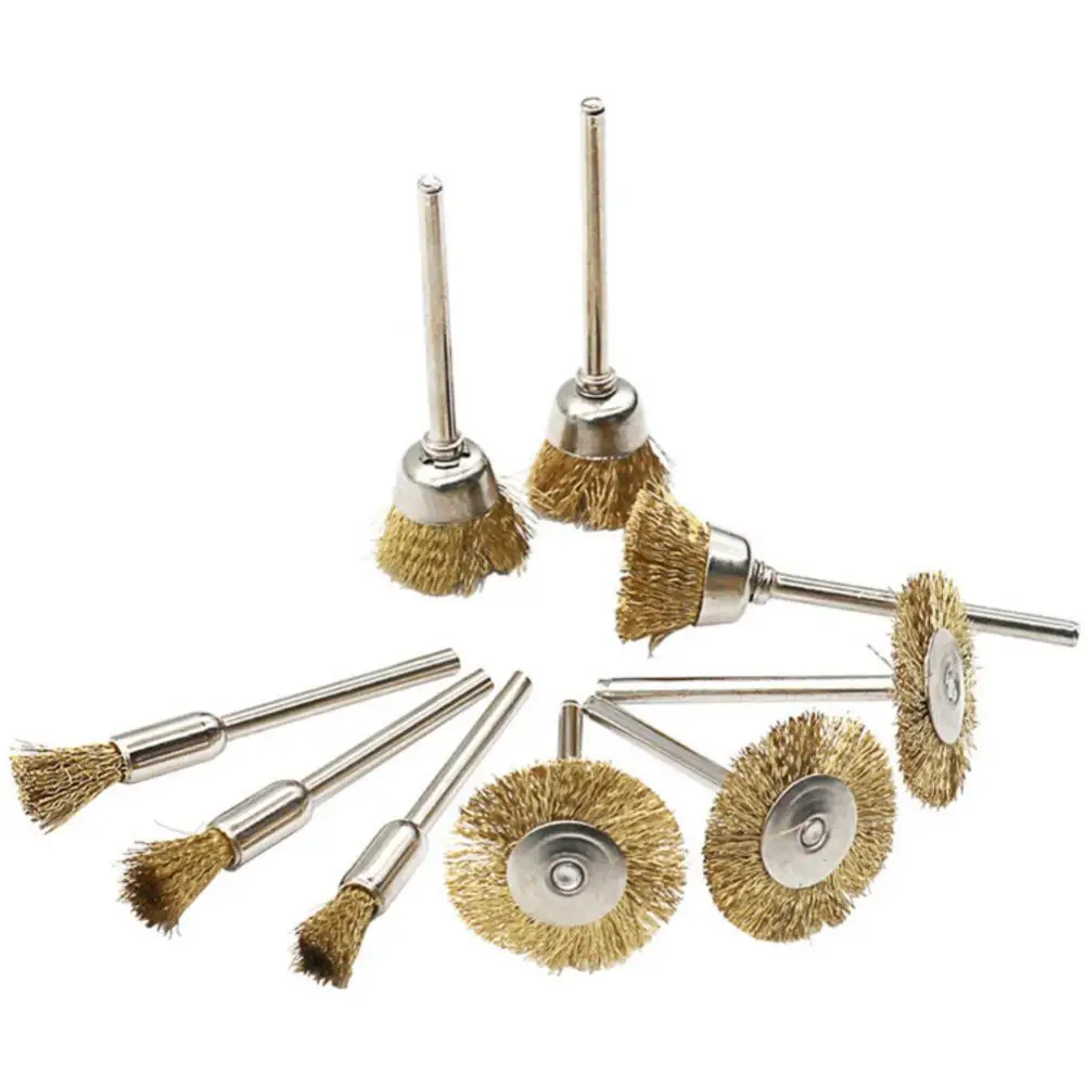Brass Brush Steel Wire Wheels Brushes Drill Rotary Tools Polishing For Drill Grinding Rotary Tools Metal Rust Removal Brush Set