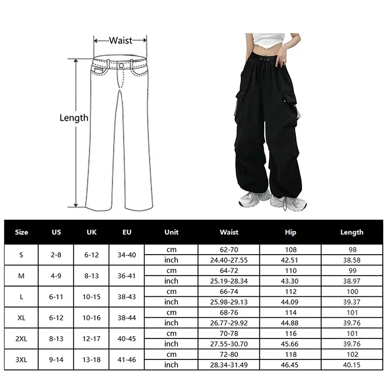 Description Picture 2 of item2023 Autumn Fashion Casual Pants Women Retro Workwear Baggy Straight Trousers Wide Leg Pockets Joggers Trousers Y2k Streetwear