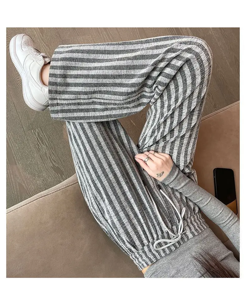 Description Picture 6 of itemSpring Summer numb Striped Printing High Waist All-match Wide Leg 2023 New Oversized Streetwear Korean Women's Clothes Trousers