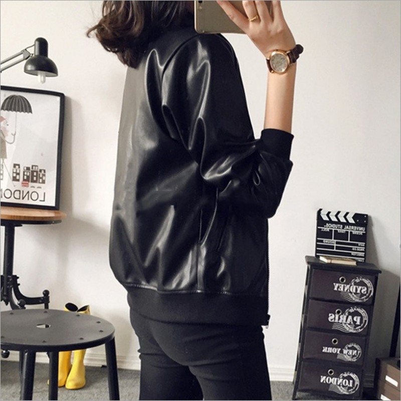 Description Picture 5 of itemWomen's PU Leather Zipper Slim Moto Biker Jacket Fashion Windproof Thermal Coat