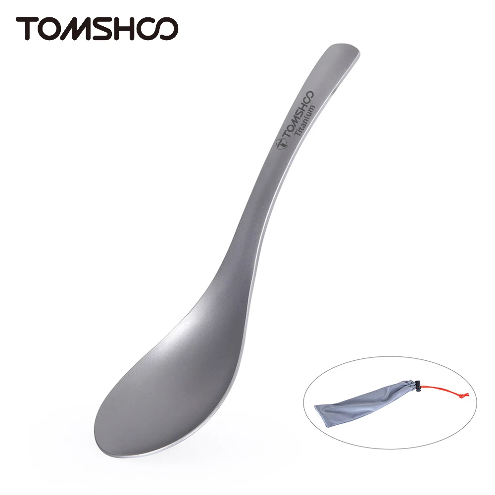 Tomshoo Titanium Spoon Thickeness Tableware Porridge Stew Sauce Deep-bowled Ladle Scoops Cooking Kitchen Ti Cookware