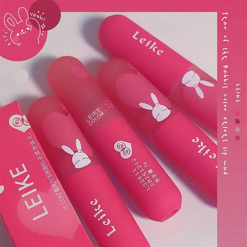 Description Picture 2 of itemAuspicious Red Rabbit Red Earth Brown Lip Mud Moisturizing Lipstick Velvet Matt Mousse Lip Gloss Lasting Makeup Korean Cosmetics