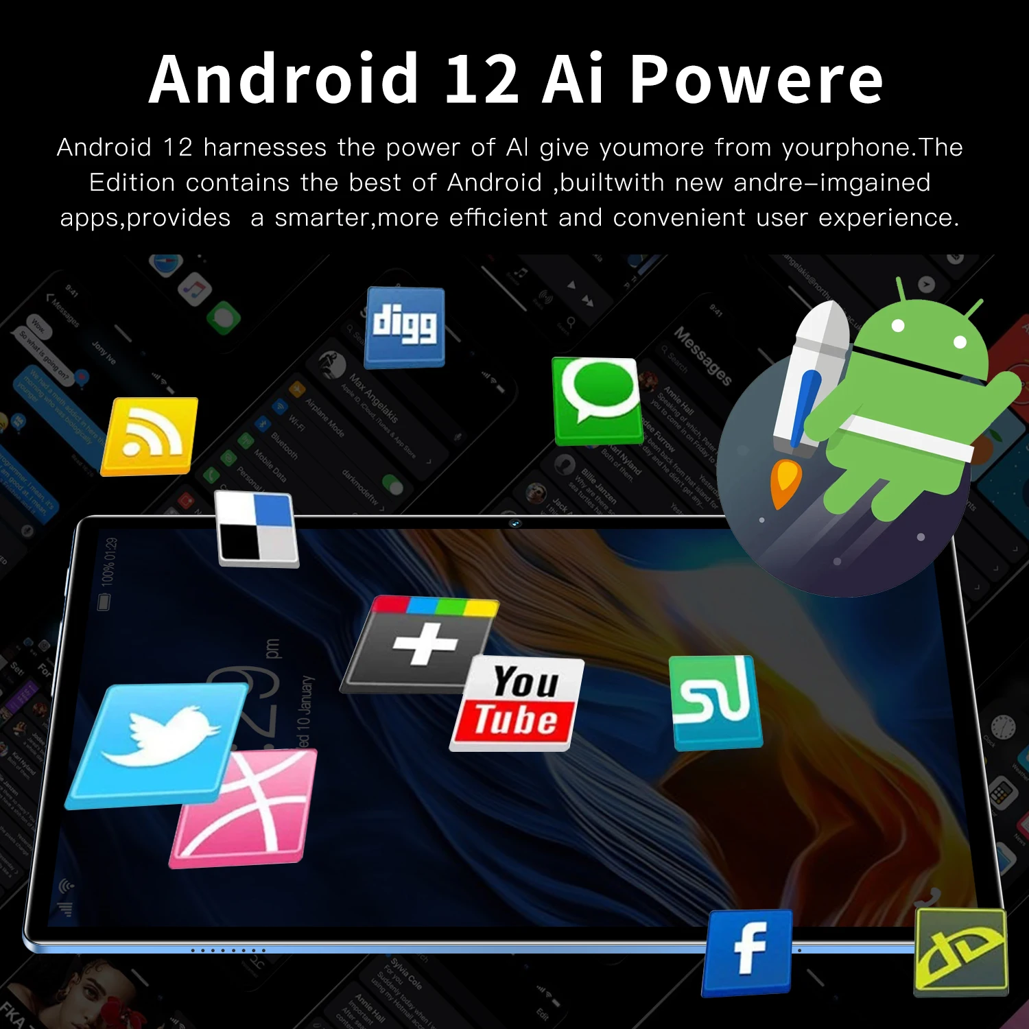 Description Picture 4 of item2024 New WiFi 12G+512GB Tablet PC 10.1 Inch 4G Network Android 12.0 Tablet Dual SIM 4G Buletooth Phone Tablet Android Tablet