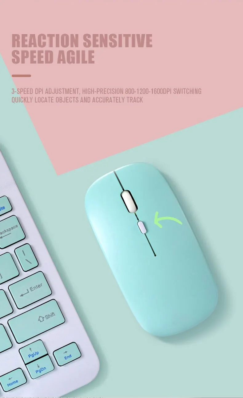 Description Picture 2 of itemMacaron Rechargeable Wireless Bluetooth Mouse 2.4G USB Mice For Android Windows Tablet Laptop Notebook PC For IPAD Mobile