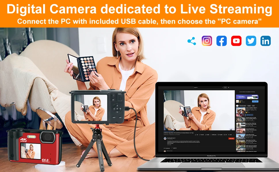 Description Picture 6 of itemBingQianQian16X Digital Zoom Ultra HD Camara Video Profesional 4K WIFI Camcorders Vlog External Lens