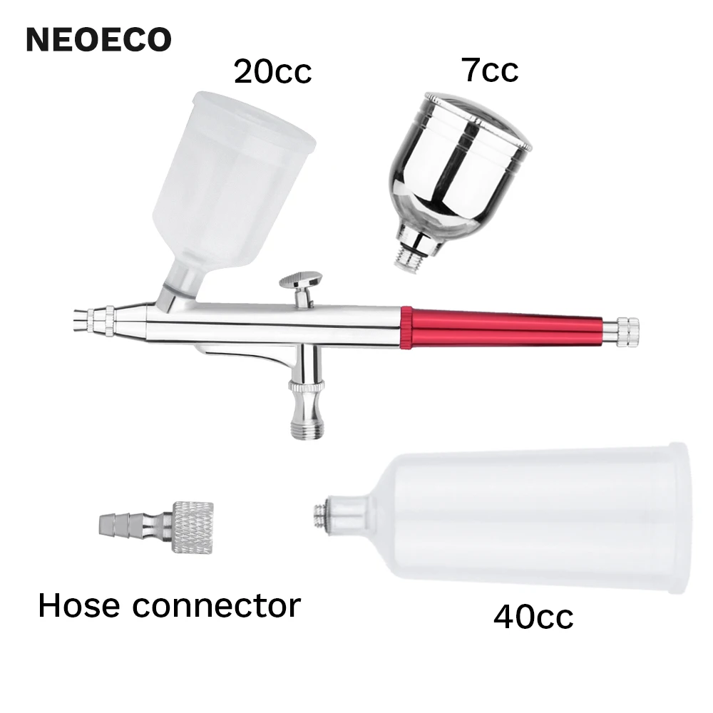 Description Picture 2 of item20cc 40cc Airbrush Spray Gun Gravity Feed Double Action Air Brush Cake Sprayer Tattoo Nail Tool 0.3mm Big Cup Barber Use