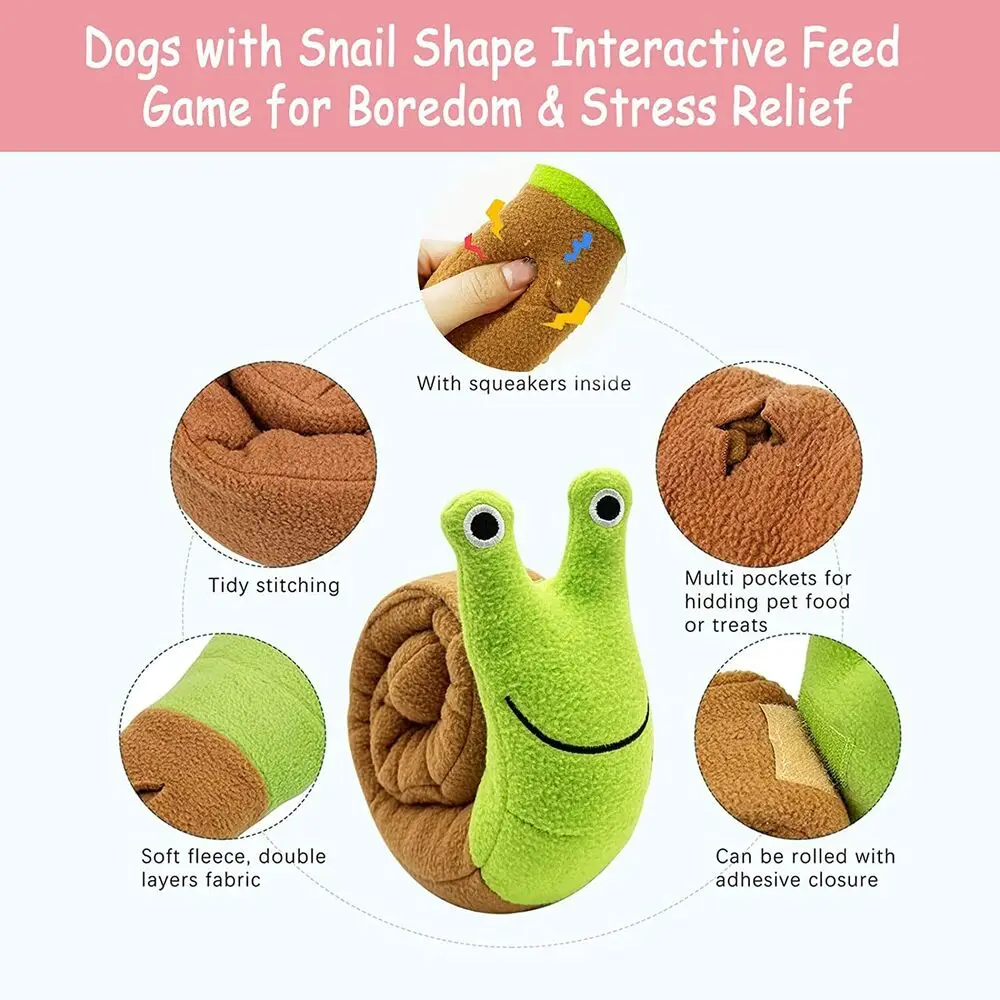 Description Picture 4 of itemDog Squeak Toys Pet Sniffing Plush Snails Toys Tibetan Food Molar Puzzle Dog Toys Interactive Cat Dog Puzzle Toy Feeder Wholsale