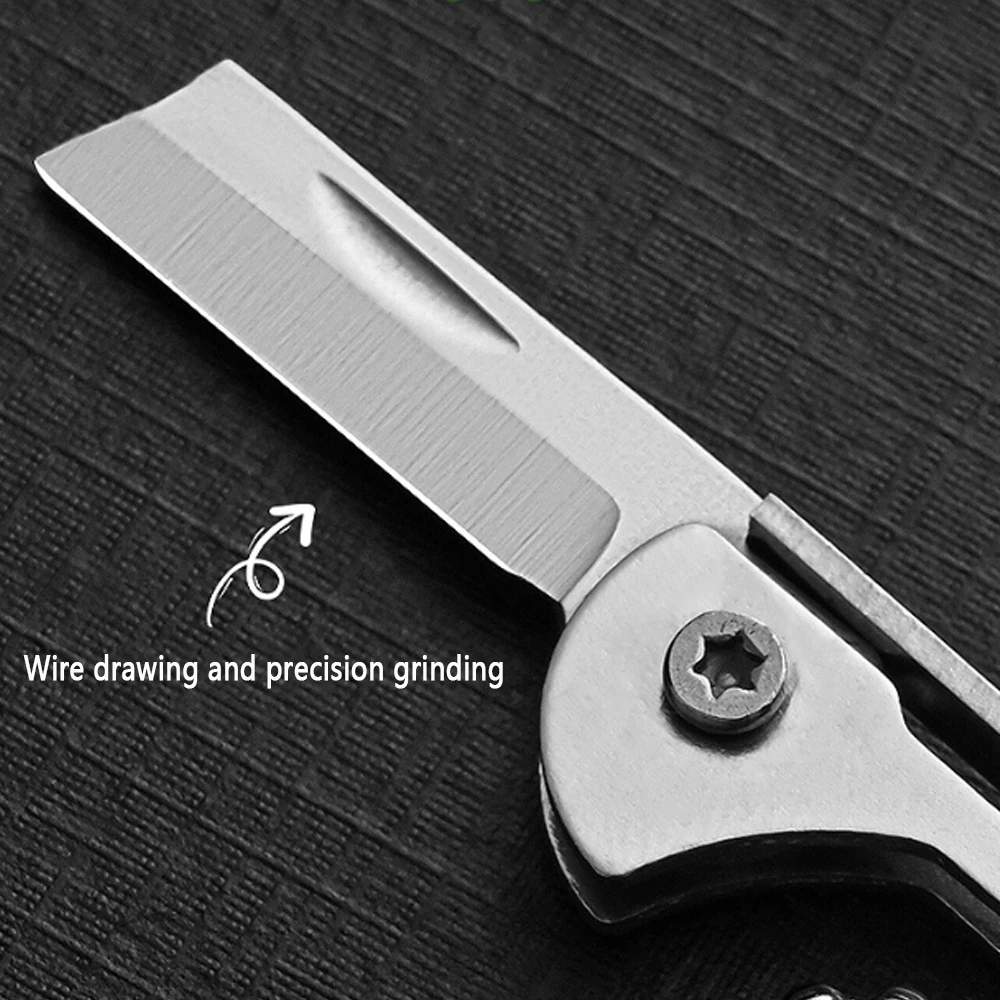 Description Picture 3 of itemMini Stainless Steel Square Head Mini Folding Knife Sharp Easy To Carry Express Delivery Unpacking Keychain Portable Knife