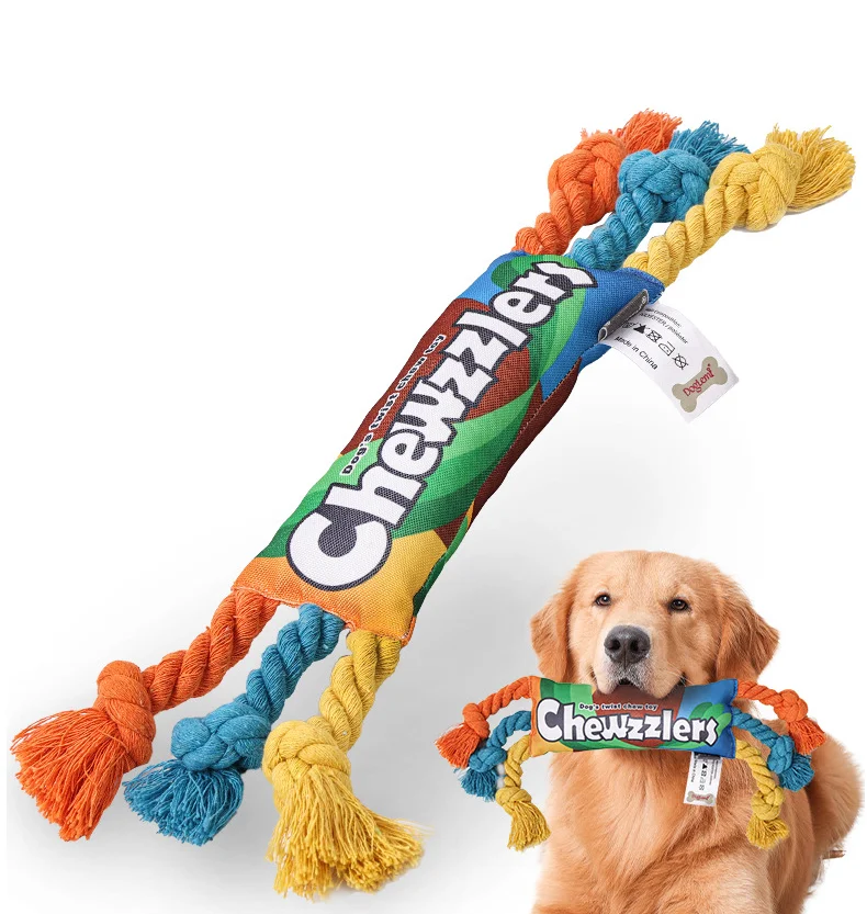 Description Picture 3 of itemPuppy Dogs Toys Puppy colorful Cotton Chew Rope Knot Toy Durable Braided Dog Toys Dog Cleaning Teeth Braided Bone Rope
