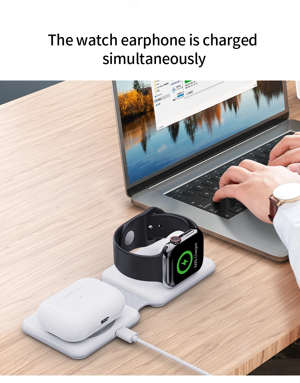Description Picture 5 of itemFoldable 2-in-1 Wireless Charger Suitable for IPhone/apple Watch/airpods Portable Charging Station for Travel  and Business Trip