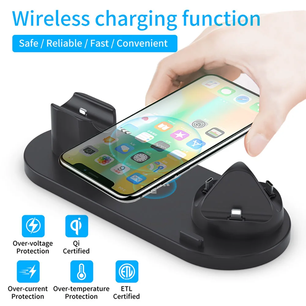 10 in 1 Wireless Charger Stand For iPhone 14 13 12 11 Samsung Iconic Brand Fast Charging Dock Station for Airpods Pro iWatch 7