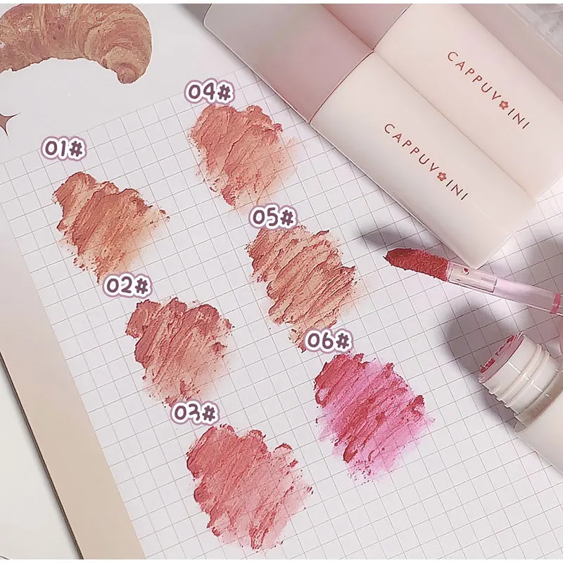 Description Picture 5 of itemCappuvini Matte Velvet Lip Gloss Long Lasting Lip Mud Tint Blush Non-stick Cup Waterproof Lipstick Female Makeup Korean Cosmetic