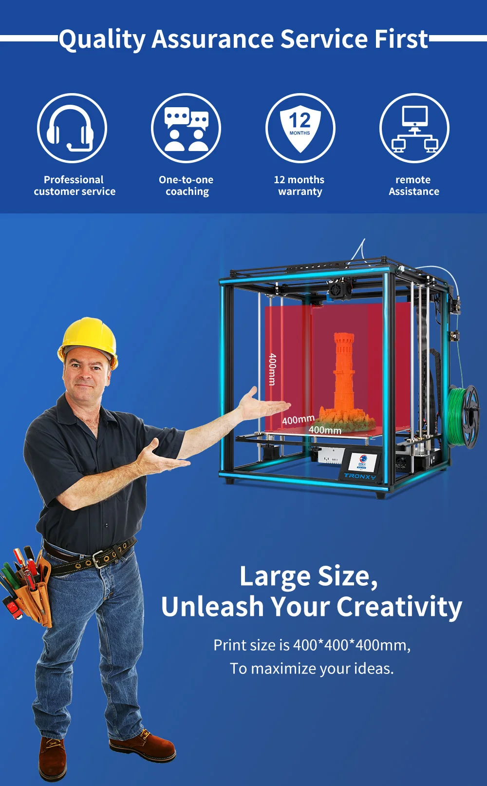 Description Picture 4 of itemTRONXY X5SA/X5SA 400 FDM 3D Printer Core XY 400*400*400mm Large Print Size 3d Printer Machine Fast Speed Full-set 3D Printer Kit