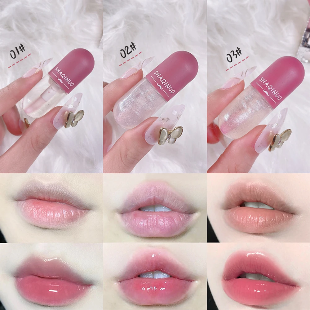 Description Picture 4 of itemTransparent Glitter Capsule Lip Gloss Color Changed Plumping Lip Glaze Crystal Jelly Moisturizing Lip Oil Lips Makeup Cosmetics