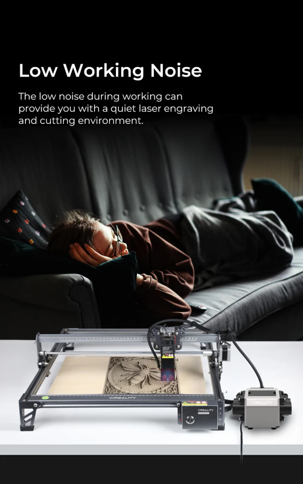 Description Picture 5 of itemCreality Official CR-Laser Falcon 10W Air Assist Kit Engraver Machine Upgrade Accessories Strong Airflow Reduce Soot Low Noise