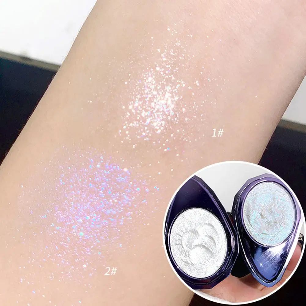 Description Picture 4 of itemMonochrome Diamond Glitter Highlighter Palette Makeup Face and Body Brighten Pearlescent White Polarized Purple Highlight Makeup