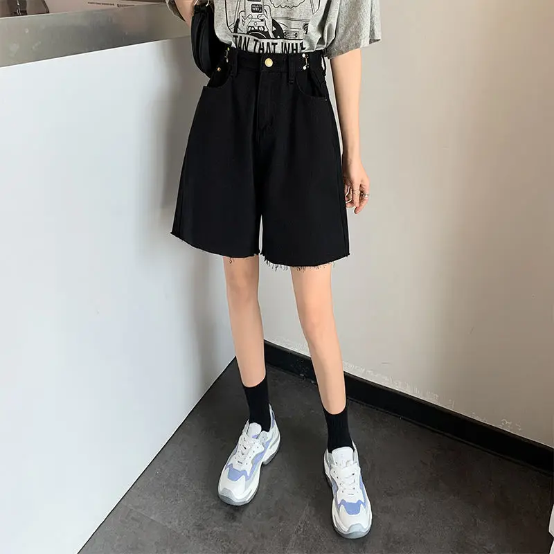 Description Picture 6 of itemDenim Shorts Women Loose High Waist Leisure Stylish Summer Wide Leg Pure All-match Ulzzang Female Streetwear Vintage Knee-length