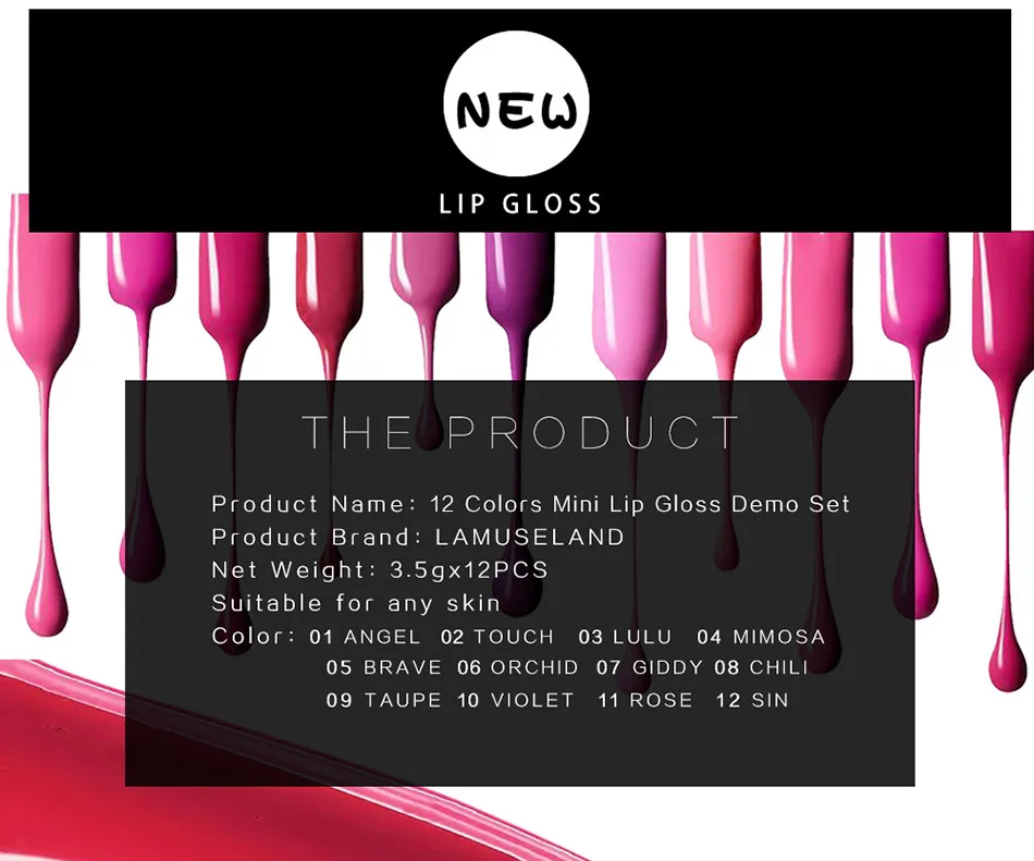 Description Picture 5 of itemLip Gloss Waterproof Long-Lasting Matte Mini Liquid Lipstick Easy To Carry 12 Colors Lip Gloss 3.5g Lips Makeup