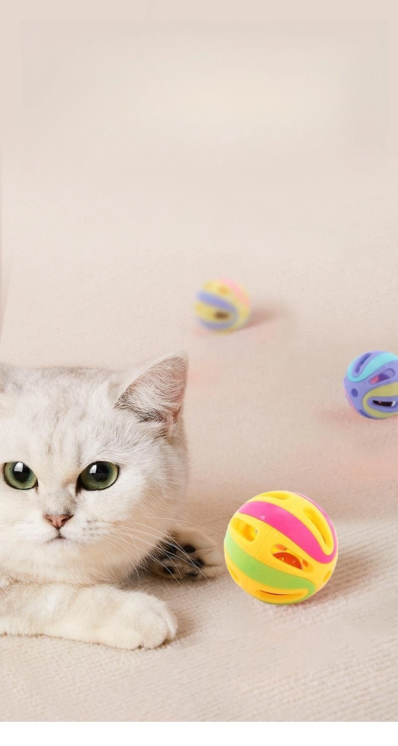 Description Picture 2 of itemCat toy plaid ball with bell Erle bulk pet plastic bell toy