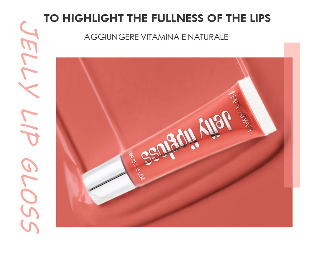 Description Picture 4 of itemHandaiyan Moisturize Jelly Lip Gloss Longlasting Glitter Red Nude Lipstick Liquid Waterproof Lipgloss Makeup
