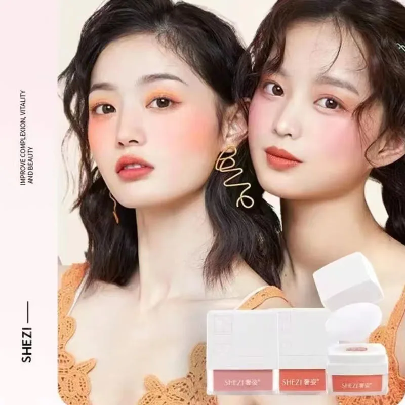 Shezi Blush Mushroom Head 2 Colors Air Cushion Blush Powder Repair Face Long-lasting Makeup Powder Skin-friendly Natural Clear
