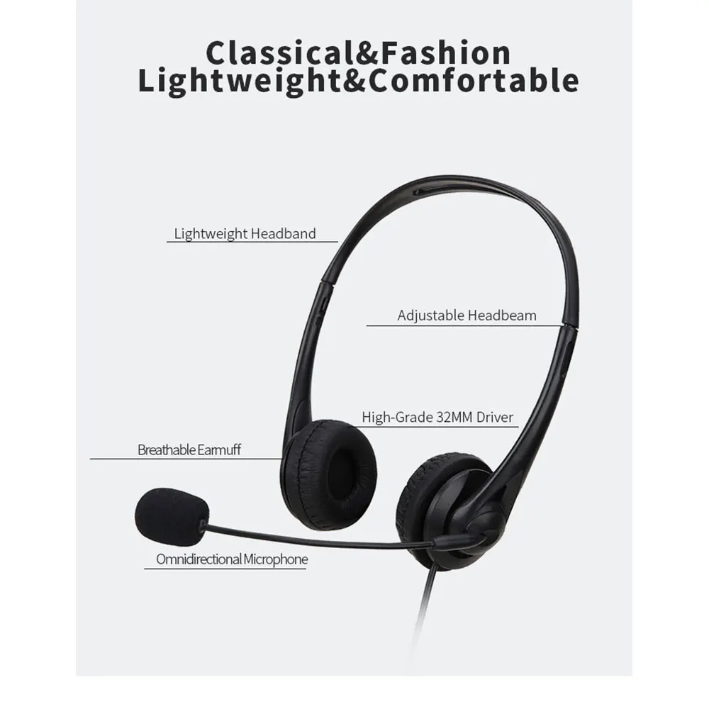 Description Picture 5 of item3.5mm/USB Computer Laptop Headphone with Noise Cancelling Microphone Chatting Network Teaching Video Conferencing Wired Headset
