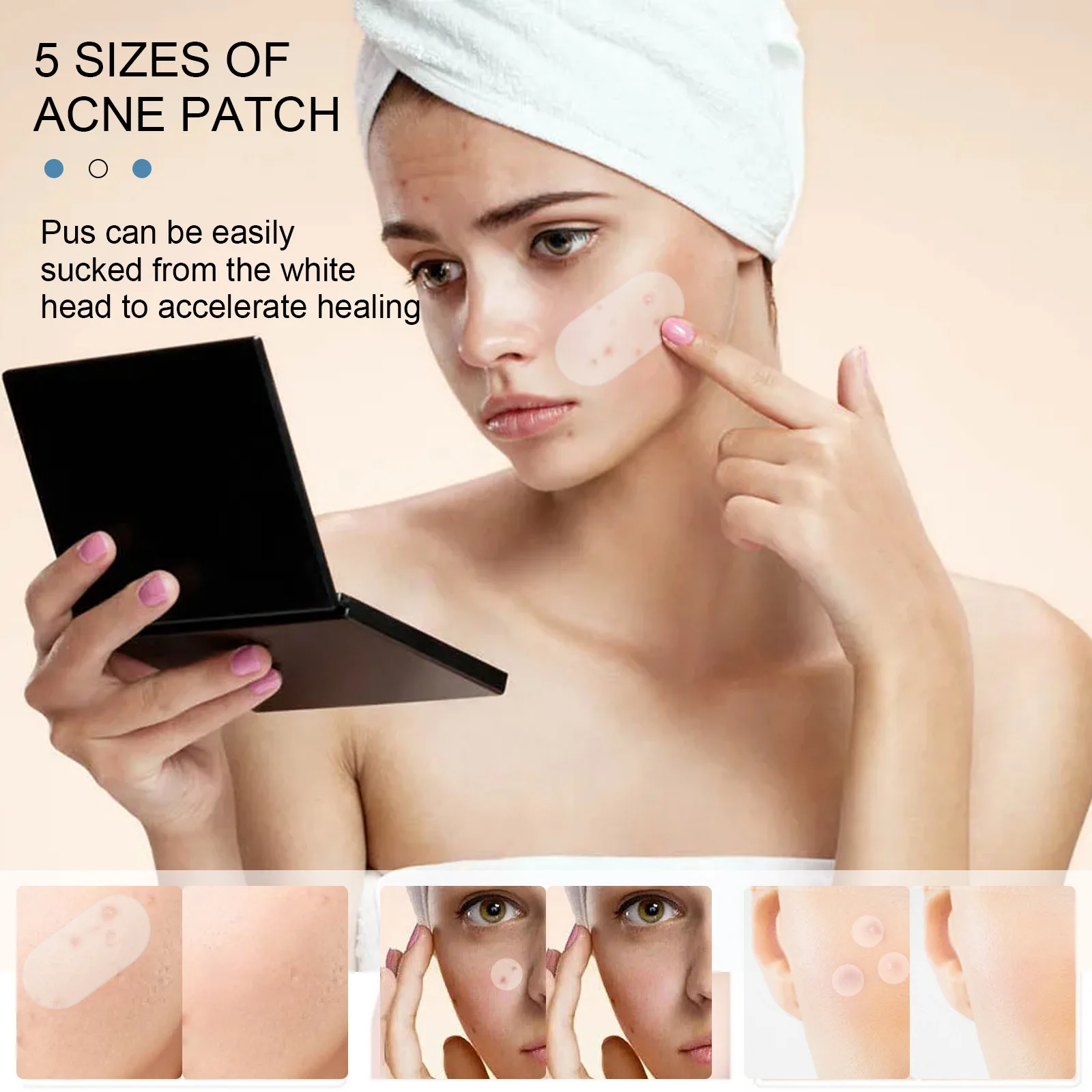 Description Picture 4 of item36/80pcs Acne Pimple Sticker Invisible Hydrocolloid Acne Removal Treatment Patch Waterproof Black Head Remover Facial Skin Care