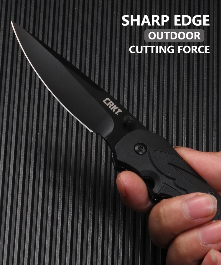 CRKT 7116 Moxie EDC Folding Pocket Knife Military Ourdoor Combat Knives, 3.22'' Black Blade Edc Forces Hunter Multi Hand Tool