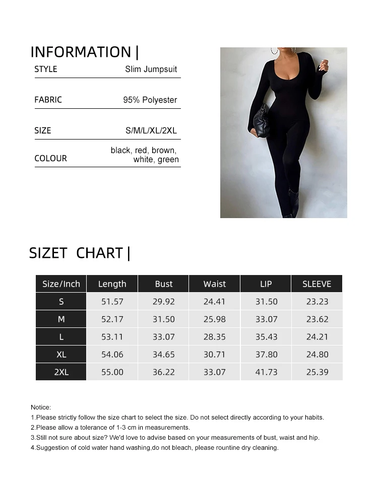 Description Picture 2 of itemII Women's Rompers Long Sleeve Solid Skinny Bodycon Jumpsuits Fashion Sports Fitness Casual Activity Streetwear Overalls