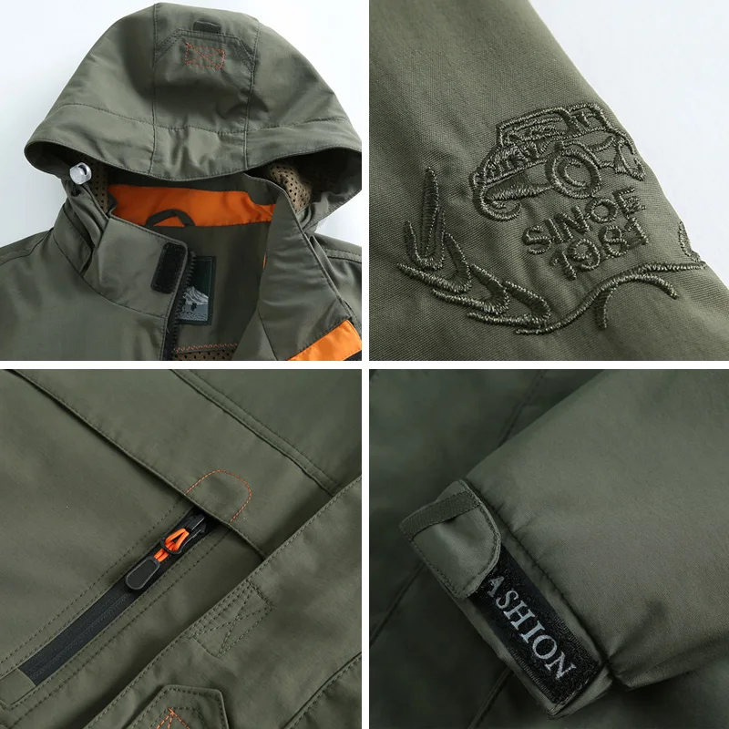 Description Picture 5 of itemCasual Waterproof Jackets For Men Hooded Breathable Coats Men Spring Autumn Outwear Windbreaker Tourism Raincoat Plus Size 5XL