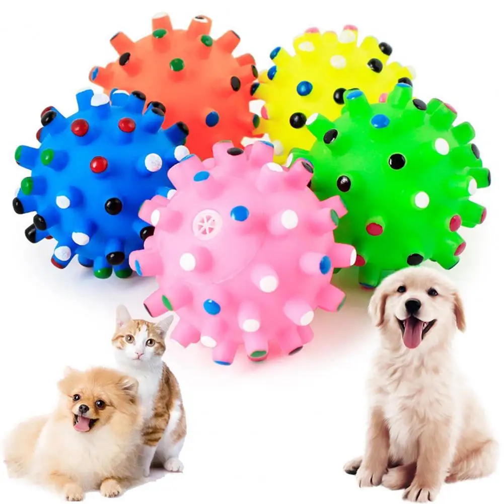 Description Picture 2 of item2pcs Random Round Dog Ball Toy Durable Puppy Training Ball Decompression Display Mold Squeaky Interactive Training Pet Ball Toy