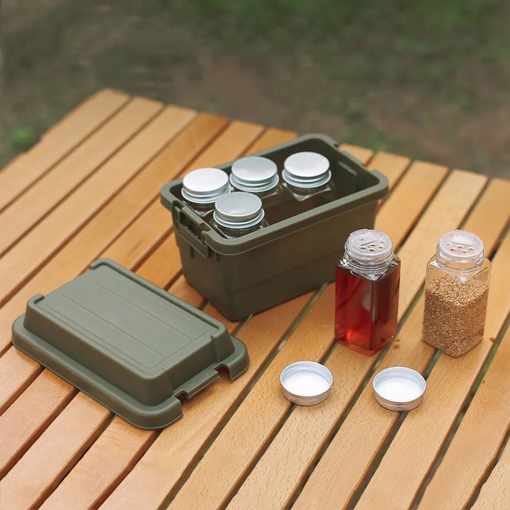 Description Picture 3 of itemSeasoning Bottle Set Storage Box Portable Travel Camping Seasoning Dispenser Set Stackable Organizer Mini Desktop Storage Case