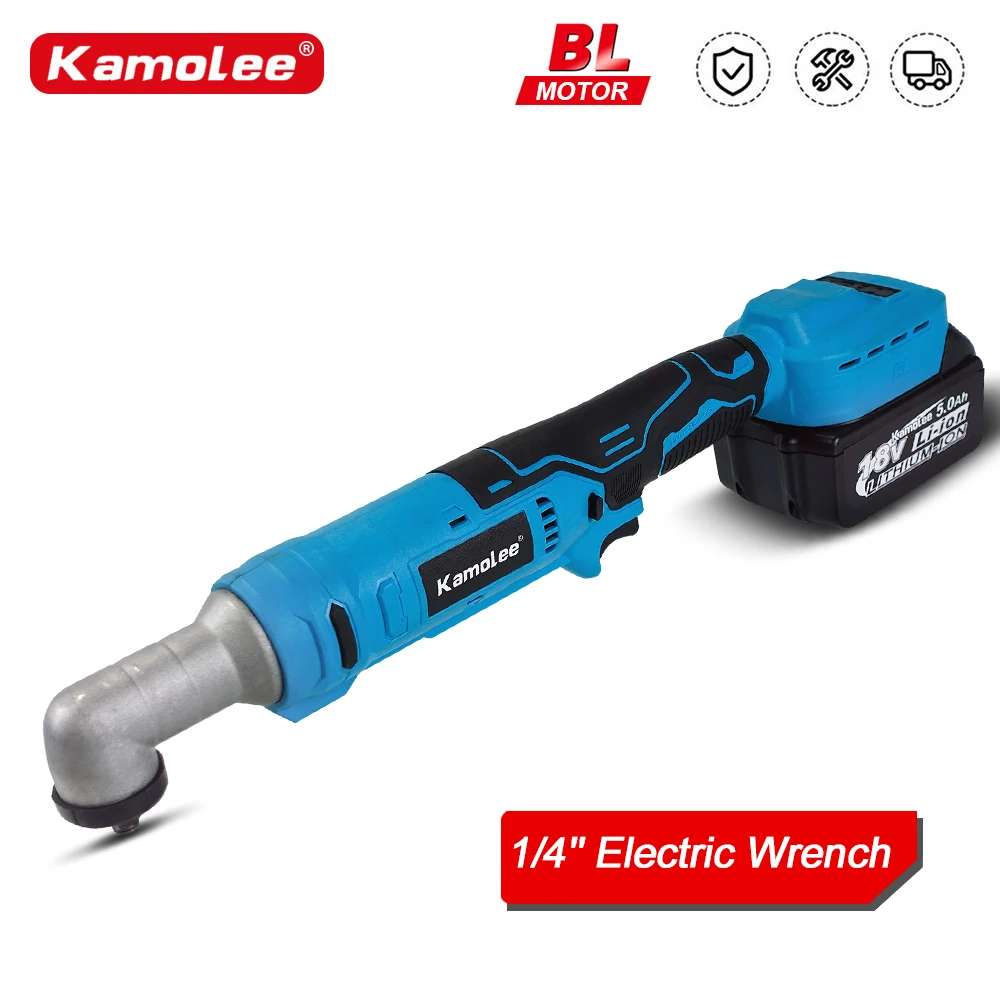 Kamolee 1000NM Brushless 1/4'' Electric Ratchet Wrench 4800RPM Removal Screw Nut Car Repair Power Tool for Makita 18V Battery