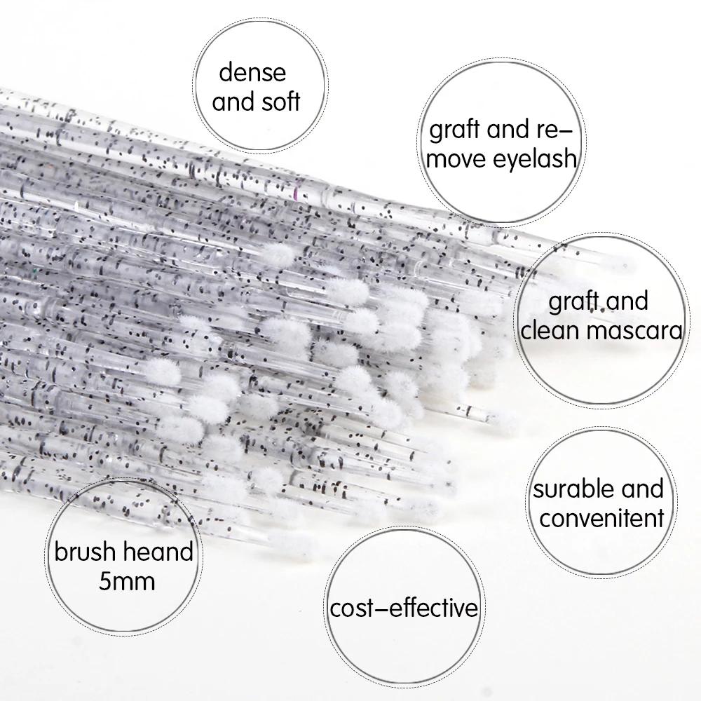 50Pcs Micro Brushes 50Pcs Eyelash Brushes Disposable Applicators Mascara Wands Spoolie Cosmetics Lash Extension Makeup Tools