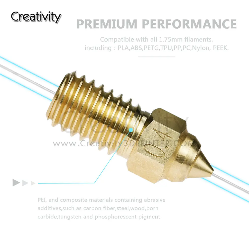 Description Picture 5 of itemEnder 7 High Flow CHT Brass Nozzle Quckily Printing High-temp Copper Plated Nozzles Fit Ender 5 S1 Spider Printer Hotend Kit