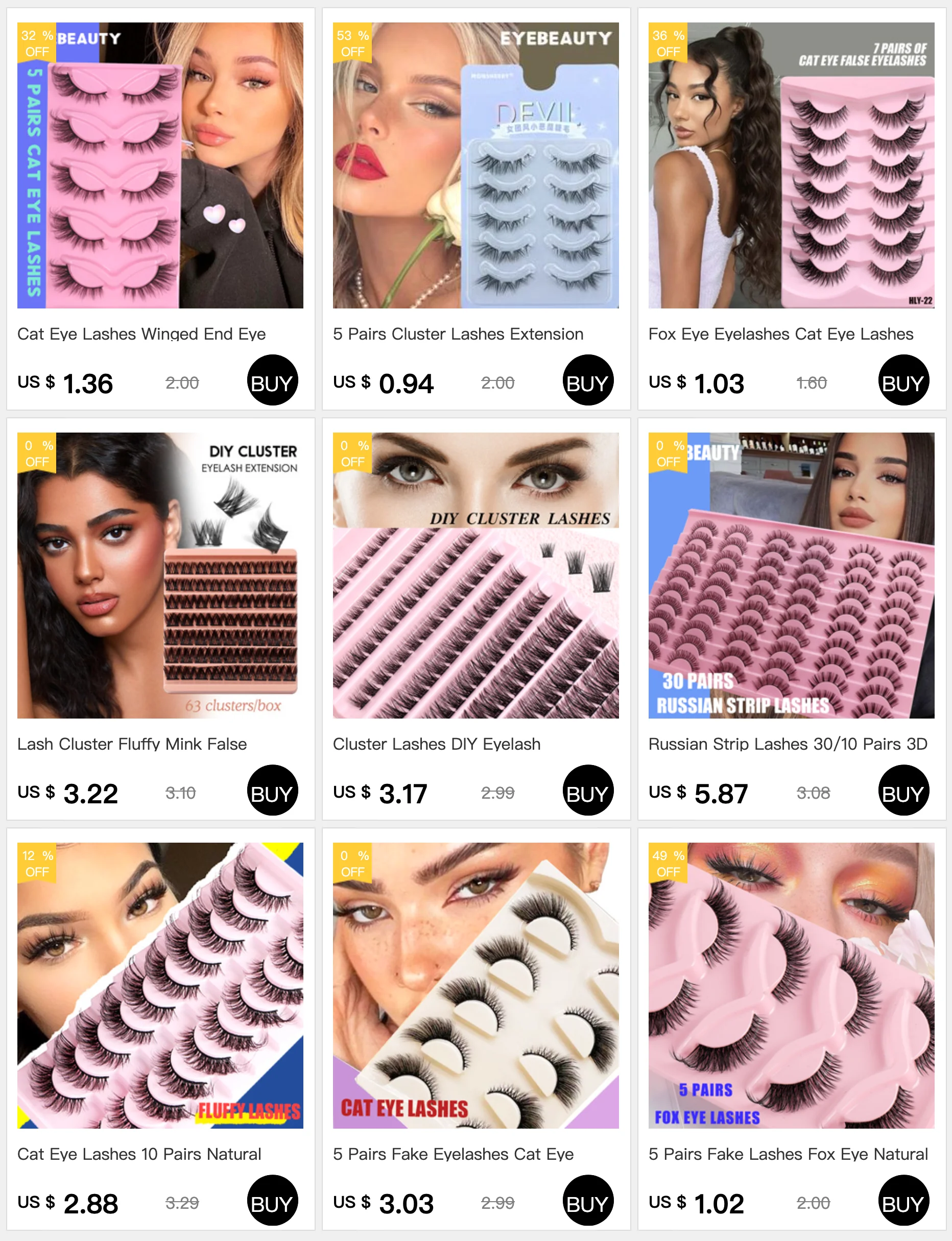 Description Picture 2 of item5 Pairs Fake Eyelashes Cat Eye Natural Tapered Half Lashes Fox Eye Winged Cat Eye Mink Lashes Extension Makeup Faux Cils