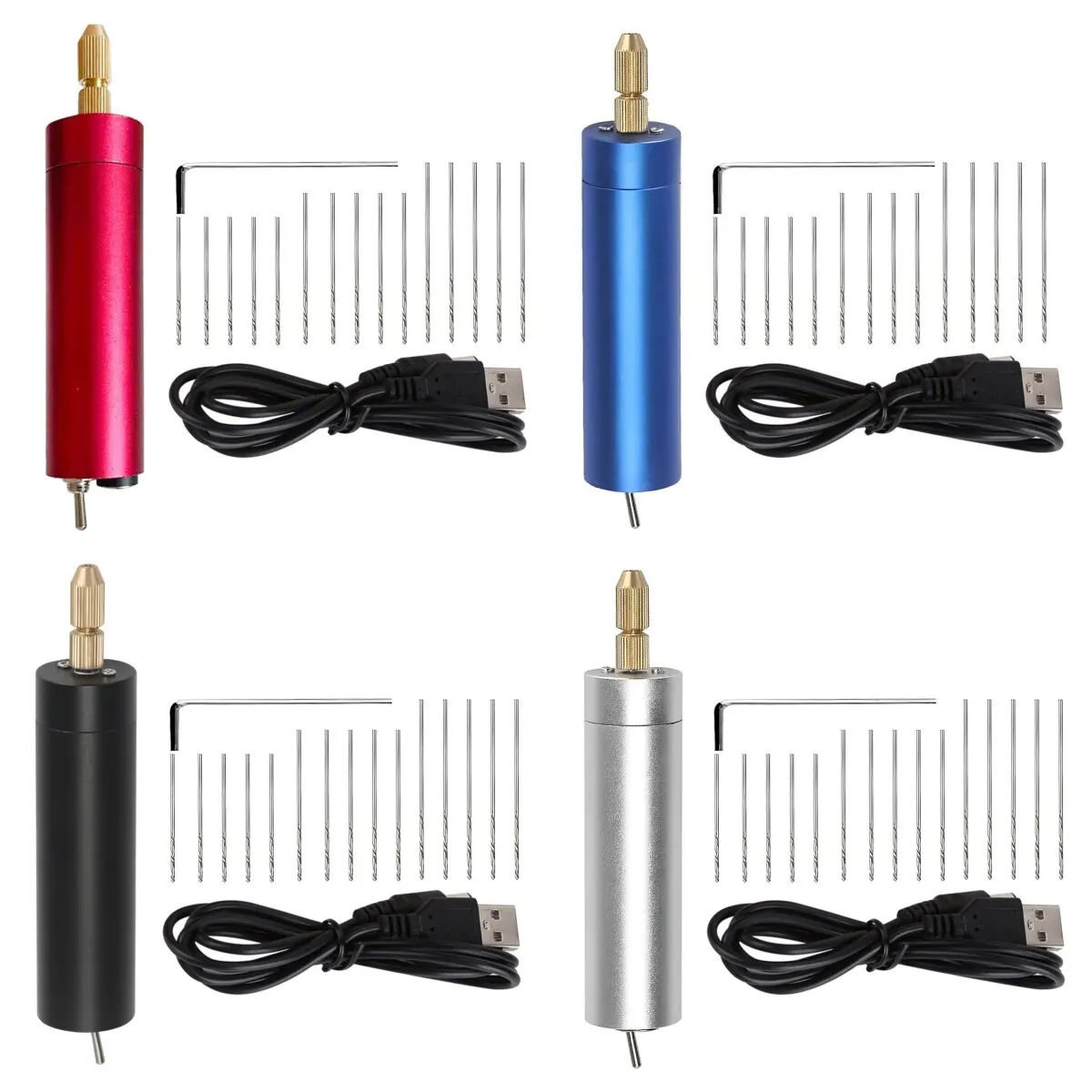 18Pcs Mini Electric Drill Portable Handheld Drill Bits Kit Drill BitsTool Kit For Pearl Epoxy Resin Jewelry Making