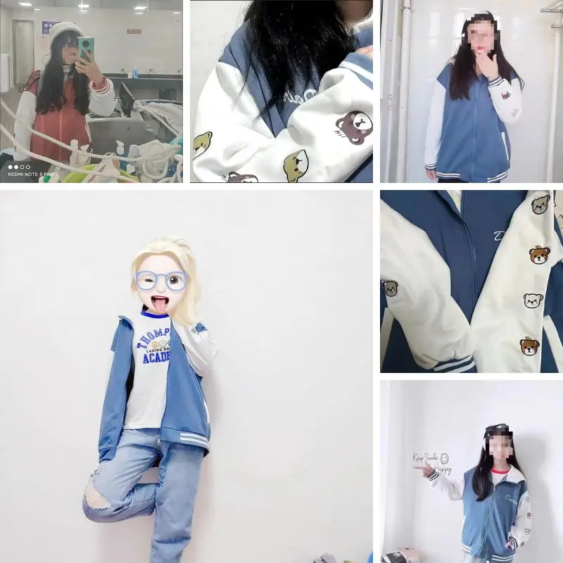 Description Picture 3 of itemCOZOK/ Spring Women Y2k Hooded Pink Baseball Jacket Harajuku Casual Loose Korean Oversize Ladies Coat Streetwear Tops Women