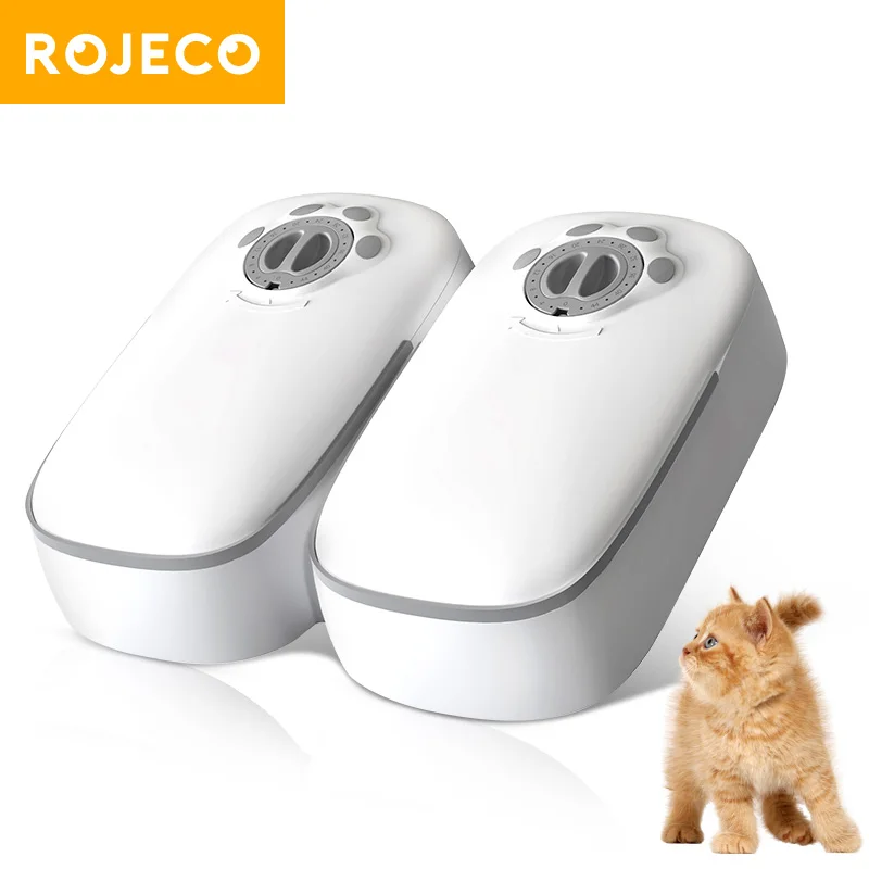 ROJECO 2 Meals Automatic Pet Feeder Smart Cat Food Dispensers For Wet & Dry Food Wireless Dog Kibble Dispenser Accessories 700ML