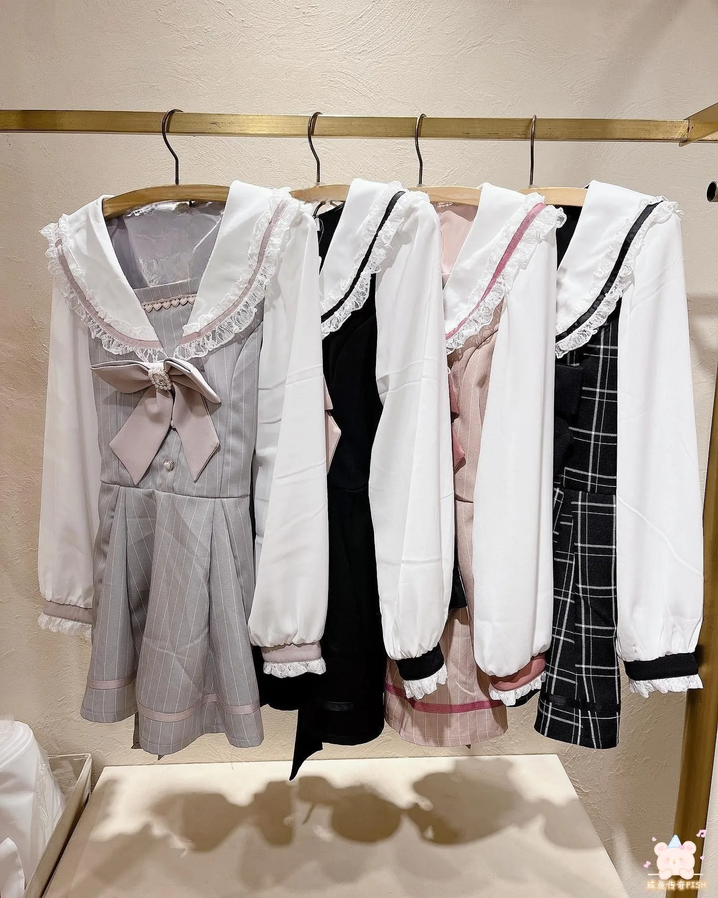 Description Picture 3 of itemJapanese Style Women's Outfits Sailor Collar Plaid Rhinestone Bow Dress Shorts Set Sweet Lolita Mine Series Dress Two-Piece Suit